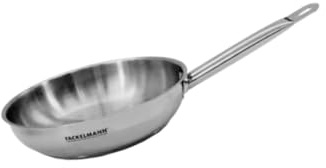 Fackelmann Bratpfanne aus Edelstahl, 20 cm, für alle Herdarten geeignet, ohne PFAS, genieteter Griff, Edelstahl 18/8, Grau