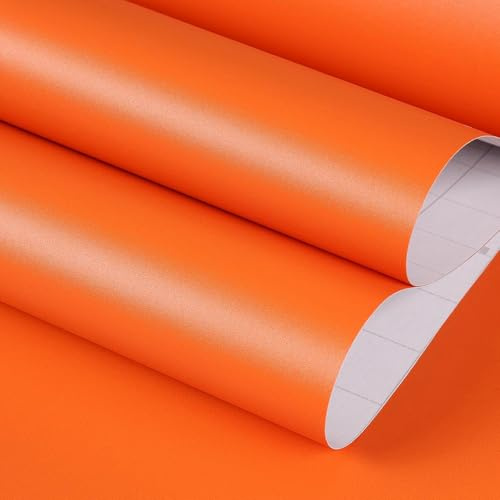 FunStick Selbstklebende Tapete Orange Uni Klebefolie Schreibtisch Kinder Wasserdicht Wandtapete Kinderzimmer Schlafzimmer Gebranntes Orange Folie Arbeitsplatte Küche Badezimmer Tapeten Wand 40CMx2M