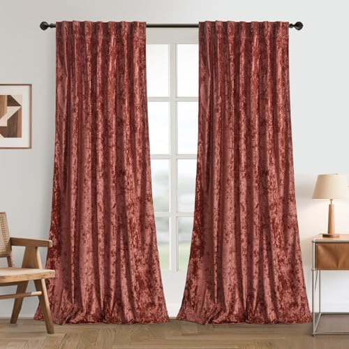 gisewood Dusty Rose Pink Crushed Velvet Curtains 96 Inches Long Blackout Thermal Insulated Soundproof Curtain Privacy Room Darkening Curtains Grommet Window Drapes for Bedroom Living Room Set of 2