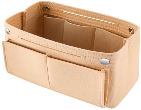 Mexgcom Handtaschen Organizer, 24x15x8cm Taschen Organisator für Frauen, Beige Filz Tasche Organizer, Taschen Organizer mit Innentaschen für Handtaschen (24 * 15 * 8)