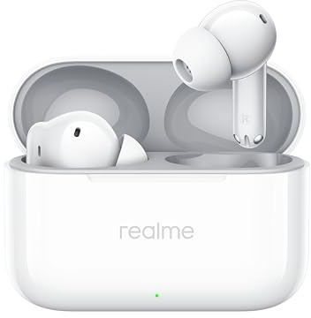 realme Buds T200 TWS Earbuds with 13mm Dynamic Bass Driver, AI ENC for Calls, 40Hrs Battery, Fast Charging, Bluetooth 5.3, IPX5 Water Resistant, Touch Controls – for Android & iOS (Snowy White)