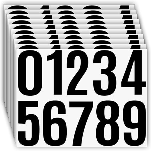 100 Stück, 10 cm - Zahlen Aufkleber Groß, 10 Blätter Klebezahlen Wetterfest, Vinyl Number Stickers für Briefkasten, Adressnummer, Hausnummer (Schwarz)