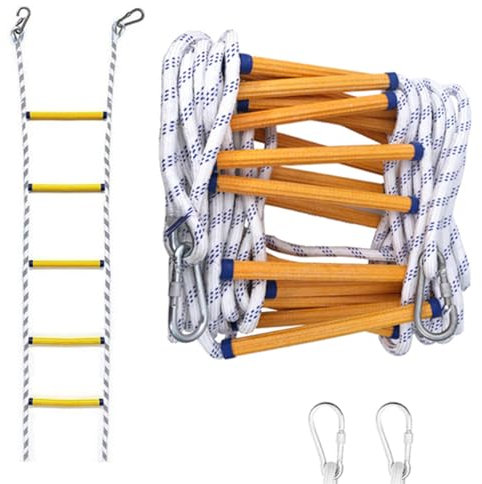 Scala Antincendio 10m,Scaletta Di Salvataggio Con Moschettoni,Scala Antincendio Ignifuga Per Uso In Emergenza,Portatile Di Emergenza,Per Case Di 3-5 Piani,Balconi e Ringhiere,Carico Fino a 200 Kg.