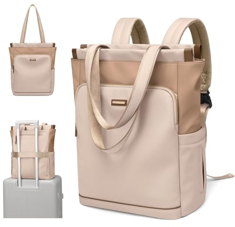 GOLF SUPAGS Zaino Convertibile per Donna Laptop Casual Travel Bag Notebook per Lavoro College Viaggi di Piacere(Nut Latte)