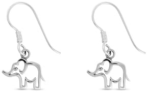 Heather Needham Sterling Silver Elephant Dangle Earrings For Women Girls – Openwork Cutout Design Animal Drop Earrings – Jewellery Gift for Her ER283