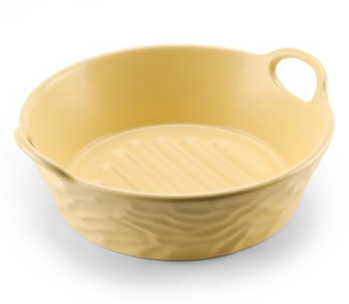 Auflaufform Airfryer,Auflaufform Rund 20cm,keramik Auflaufform klein,Backform Ofenform Mit Keramikgriffen,keramik ofenform für Lasagne,Tiramisu,Backform