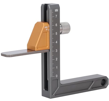 Luocute Holzbearbeitungs-Höhenmesser, Metrische Einheit, Verstellbares Tiefenmesser-Höhenmesswerkzeug, für Tischkreissägen-Fräser-Bohrmaschine