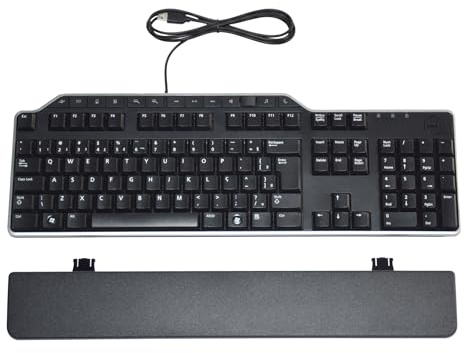 Dell KB522 Business Keyboard Multimedia 104 Keys Full Sized Keyboard with USB Hub & Palmrest – Brazilian Layout Compatible MPNs NV3WH,  0FRXW, 1RW52, X20M8, 7VHY1, 75RW8