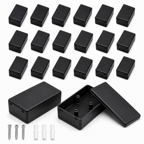 EAAGHK 20PCS Mini Caja de derivación, Caja de Conexiones Pequeñas de ABS, Caja de Proyectos de Plástico Resistente al Agua y al Polvo, para DIY Proyectos Electricos Interior 60 * 36 * 25mm,Negro