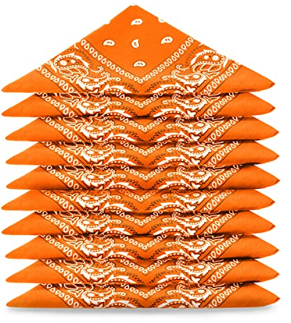 Karl Loven Bandanas 5er Pack 100% Baumwolle Paisley Halstuch Kopf Hals Schal (5er Pack, Orange)