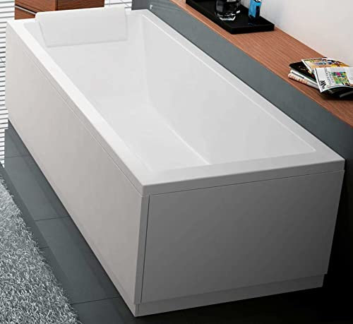 BadSchale eckig Haus Marke Calos Standard 150x70 160x70 170x70 170x75 170x80 180x80 H58 cm Quadratische Acryl wendbar weiß glänzend Spalte Auspuff 1 Vorderseite 2 seitliche Kopfstütze