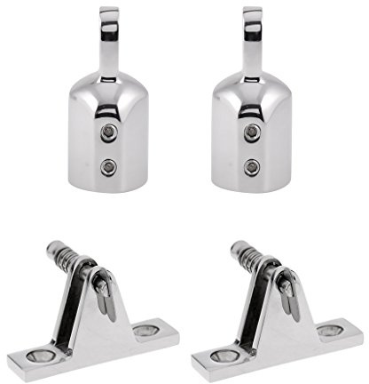SGerste 2 Stück robuste 316 Edelstahl Deckscharniere Boot Bimini Top Fitting 90 Grad Schnellspanner Pin + (2 Stück) 25 mm Augenkappe