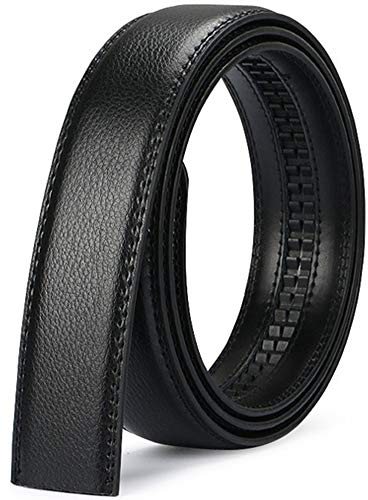 Nelbons Ceinture homme ceinture automatique à cliquet pour homme Ceinture en cuir de 35 mm de large, sans boucle (Noir N14, 125cm/28-43 taille réglable)