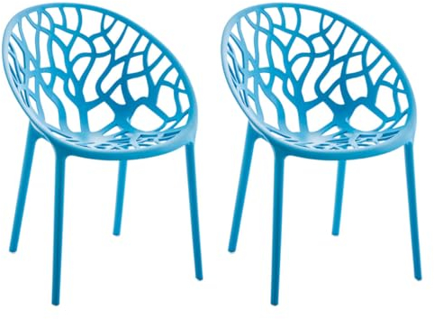 CLP 2er Set Gartenstühle Hope Kunststoff I Stapelstühle wetterfest und UV-beständig I Outdoorstühle pflegeleicht I Sessel für draußen, Farbe:blau
