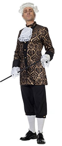 shoperama Marquis Louis Herren Barock Rokoko Kostüm Schwarz/Gold Samt Anzug Graf König Adliger Edelmann französisch de Sade