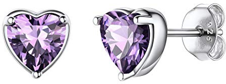 Suplight Orecchini Donna Argento con Zirconia Orecchini Cuore Orecchini Donna Argento 925 con Pietra Portafortuna 12 Mesi, Accessori Elegante con Confezione Regalo