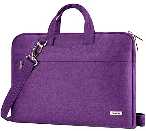 Voova Laptop Bag Case 15.6 Inch Compatible with MacBook Pro 15/16, MacBook Air 15, 15-16” HP Acer Lenovo Dell Asus, Waterproof Computer Sleeve Cover with Shoulder Straps & Handle for Women,Purple