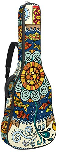 Gitarren-Gigbag, wasserdicht, Reißverschluss, weicher Gitarren-Rucksack, Bass, akustische und klassische Folk-E-Gitarrentasche, abstraktes Mandala, bunt