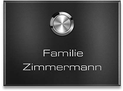 Metzler Funkklingel aus Edelstahl - Kabellos oder kabelgebunden & UV-beständig - hohe Reichweite - Edelstahl Türklingel in Schwarz - Gravur optional (1 Taster)