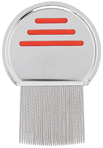 Pettine per il trattamento delle lendini in acciaio inossidabile per la rimozione dei pidocchi della testa, pettine per la rimozione dei pidocchi a spirale singola(rosso)