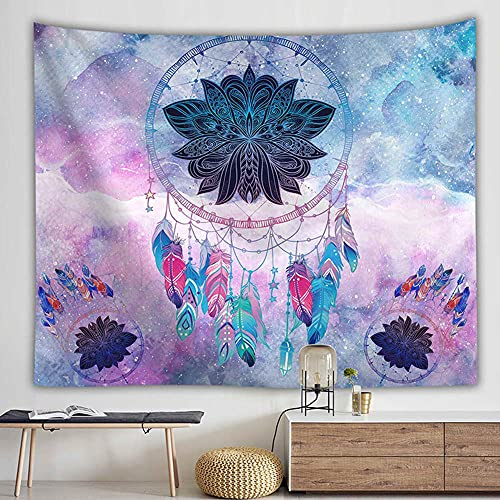 Aodafei Tapisserie Murales Attrape-Rêves Multicolore,Tenture Psychedelique Tapisserie Mandala Decoration Murale Chambre,Tapis de Mur Plumes Rideau Boho Decoration,150x130 cm