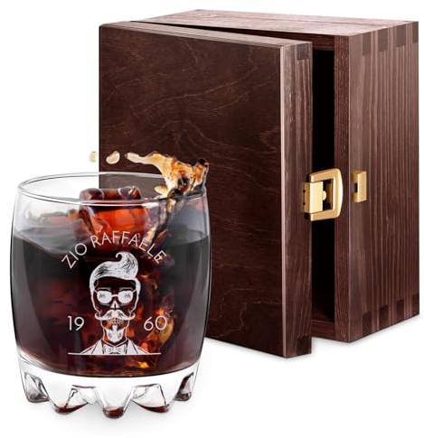 Maverton bicchiere per whiskey 310 ml, in vetro, perfetto per bourbon | E drink, incisione personalizzata, idea compleanno o onomastico per uomo, bicchiere personalizzato, ooo zio!