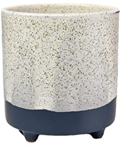 Serene Spaces Living Large Speckled Java Planter Pot, Ceramic Cachepot for Succulents, Faux & Natural Plants, Floral Vase, Table Centerpiece for Living Room, Bedroom, Office, 6.5 Diameter & 7 Tall