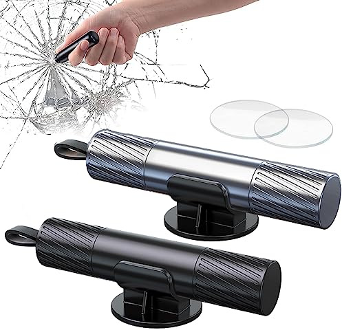 Amacoam Notfallhammer fürs Auto [2er Set] Nothammer mit Gurtschneider & gehärteten Spitzen Notfall Hammer, Car Safety Hammer, Fensterbrecher, Notfall Werkzeug Autozubehör Sicherheitshammer