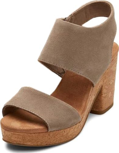 TOMS Damen Majorca Plateau-Sandalen mit Absatz, Dune Suede, 37 EU