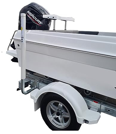 Oceansouth båttrailer styrstänger för rektangulära balkar, tunga 2 st helt galvaniserade styrstänger, med vita PVC-rör (höjd 560 mm)