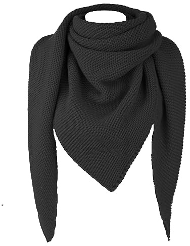 Gloop Sciarpa da donna XXL a maglia triangolare sciarpa a maglia foulard sciarpa triangolare senza graffi sulla pelle made in Italy, Nero , Taglia unica