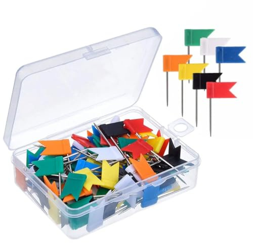 BZKSER pinnadeln - 100 Stück pins Bunt Flagge Markierfähnchen Pinnadeln Bunt Markierungsfähnchen Pinnwandnadeln Fahne Pins für Landkarten, Weltkarte, Reisekarte Pinnwand und Bulletin