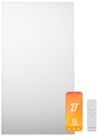 Klarstein Stufa Elettrica Infrarossi Basso Consumo, Pannello Radiante 480W, Telecomando e Timer, WiFi App per Riscaldamento No CO2