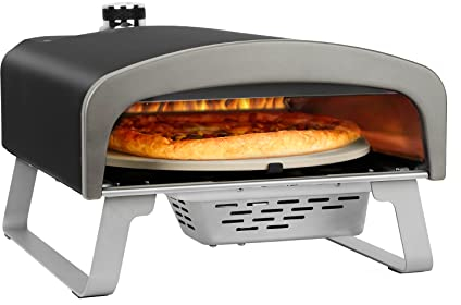 Q Four à Pizza Extérieur à Gaz, avec Fonction Rotative, 50 mbar, Pierre à Pizza de 33 cm, Portable, pour Jardin, Terrasse et Balcon, Noir