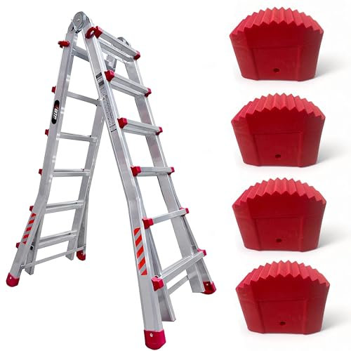 BTF | Set di 4 piedini in gomma per scale articolate telescopiche | piedini in gomma per scale articolate telscope BTF, profilo di montante 75 x 30 mm.