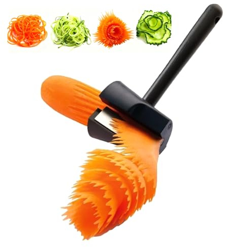 MOUMOUTEN Spiralizer Cutter - Spiral Funnel Cut Flower Stainless Steel Fruit and Vegetable Grater with Crinkle Cutter Blade Funnel Grater
