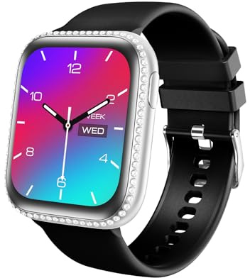 Smartwatch Donna, 1.75 AMOLED Orologio Fitness con Chiamate, 130+ Sportive Smart Watch con Cronometro/Contapassi, IP68 Impermeabile Fitness Tracker per IOS/Android (Nero Banda con orologio argento)