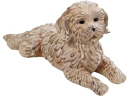 Darthome Lying Cockapoo Ornament 22cm Resin Textured Resting Puppy Dog Indoor Figurine Gift