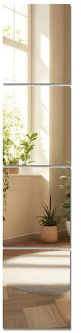 TRAHOME Home Gym Mirror Tiles for Wall, 14x12x4PCS Full Length Home Gym Workout Mirror for Garage, Bedroom, Living Room, Over The Door