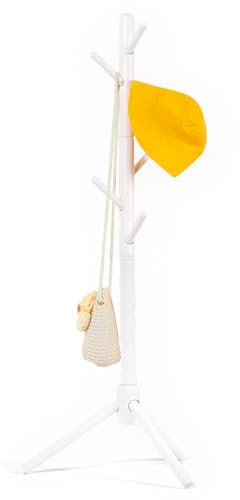 Relquorax Appendiabiti per bambini in legno di faggio, supporto regolabile in altezza con 9 ganci, organizer autoportante per abbigliamento per bambini, per corridoio, camera da letto, facile da