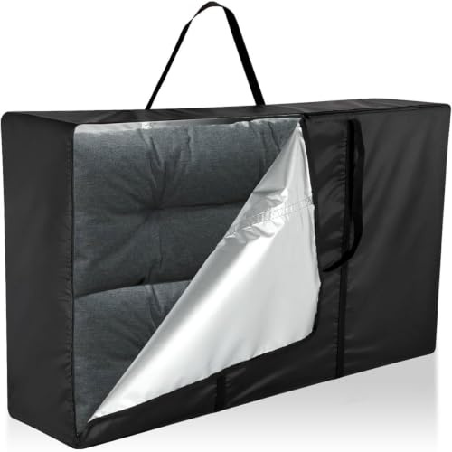 Fenghome Aufbewahrungstasche Gartenauflagen, Wasserdicht 420D Auflagentasche für Gartenpolster Polsterauflagen mit Reißverschluss und Griffen, Große Aufbewahrung Tasche-Schwarz(180x60x80cm)