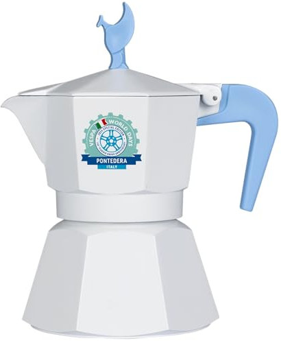 MOKAVIT Vespa World Days 2024 - Caffettiera Induzione 3 Tazze, Moka per Induzione - Made in Italy (Bianca)