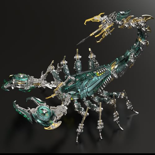 UpGLeuch Bunte 3D Metall Puzzle Erwachsene Skorpion mit Licht, 3D Modellbausatz Metall für Erwachsene mit Werkzeugen, Desktop Ornaments Spielzeug Geschenke