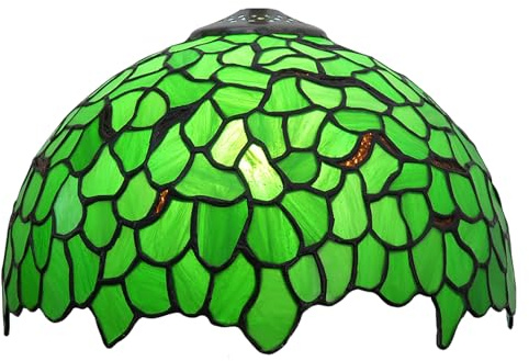 ZXMJYHK Lampenschirm im Tiffany-Stil, 12 Zoll, grüne Blätter, Buntglas-Lampenschirm, Ersatz, Kreativität, Lampenabdeckung, Zubehör, passend for Tischlampe, Pendelleuchte, Deckenleuchte