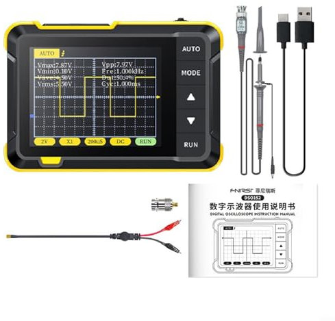 ChicBosomn Oscilloscope portable, mini oscilloscope numérique, petit oscilloscope portable DSO 152, kit d'oscilloscope numérique 200 kHz (en option)