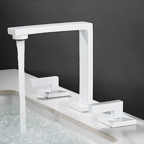 shower head Bathroom Faucets Compatible with Sink 3 Hole,Brass Bathroom Sink Tap,2 Handle Bathroom Basin Mixer Taps,Bathroom 3 Hole Basin Mixer Taps,Bathroom Sink Taps Hot and Cold,Chrome,Easy Install