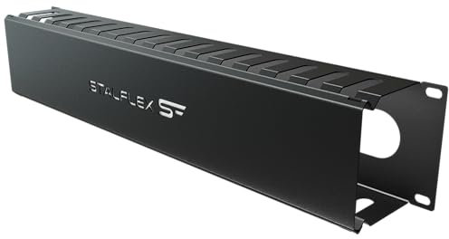 Stalflex Cable Management Organisateur 19 Pouces 2U - Fabriqué en Acier - Boite Rangement Cable pour Fils, Rubans de câbles - Gardez Votre Armoire réseau Propre et Bien rangée