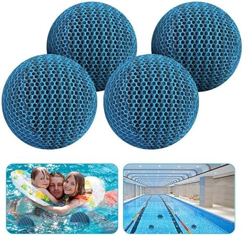 4 Pcs 6cm Hot Tub Pool Scum Absorber-Honeycomb Oil Absorbing Scum Sponge-Reusable Scum Eliminating Sponge Balls-Washable Hot Tub Scum Cleaner Devours Scum