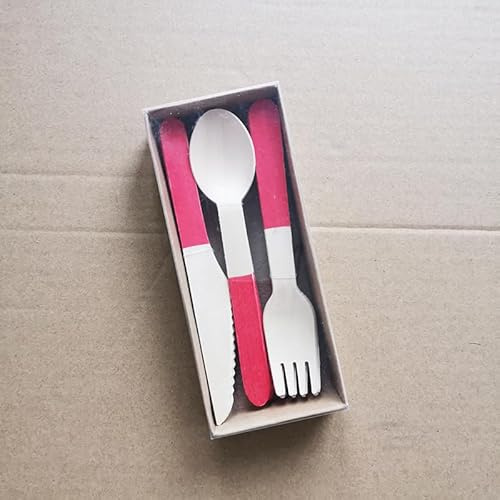 Lot de 24 couverts jetables biodégradables en bouleau rouge