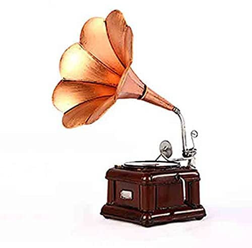 WDWDW Teléfono Fijo Retro, gramófono, Tocadiscos Antiguo, escaparate de Bar, Restaurante, decoración del hogar, artesanías de Hierro, Accesorios de fotografía Decorativos